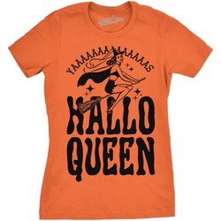 CrazyDog Tshirts Womens Halloqueen Shirt Funny Halloween Queen Tee for Ladies Cute Costume T Shirt 017HalloQueenWMN-L